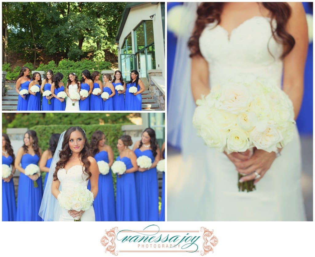 wedding details, blue bridesmaid dresses