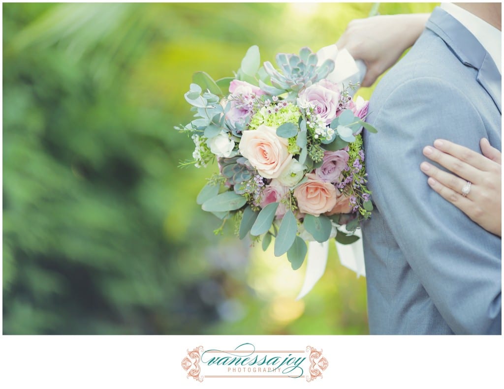 rose and succulent wedding bouquet