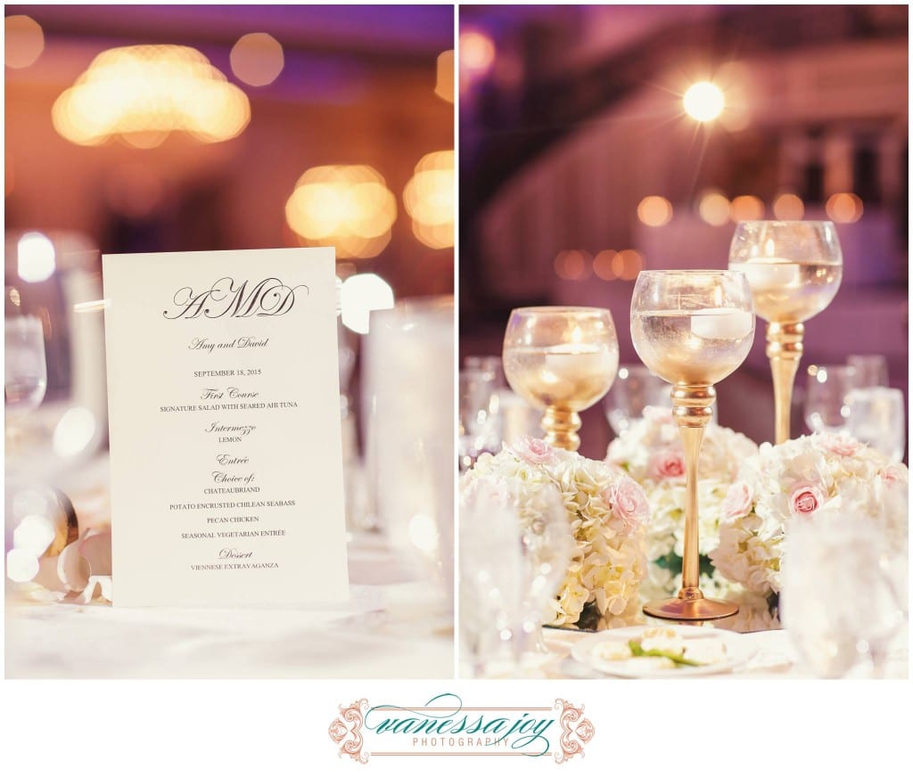 venetian wedding photos, gold wedding details, elegant styled wedding, monogramed wedding menu ideas