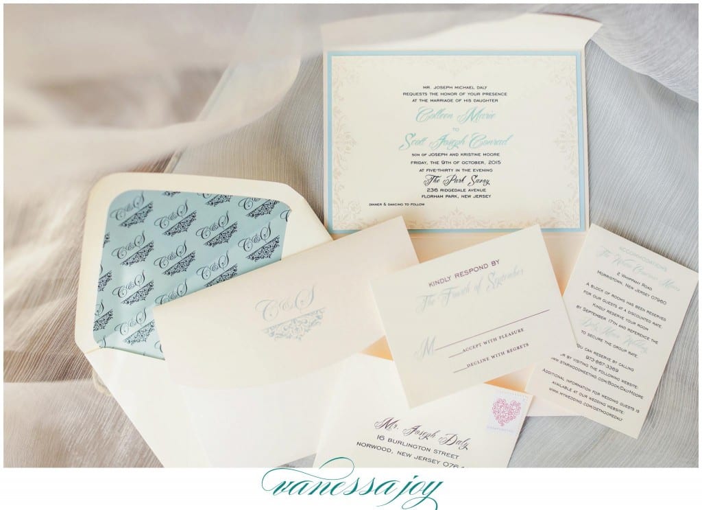 elegant wedding stationery, NJ wedding Vanessa joy