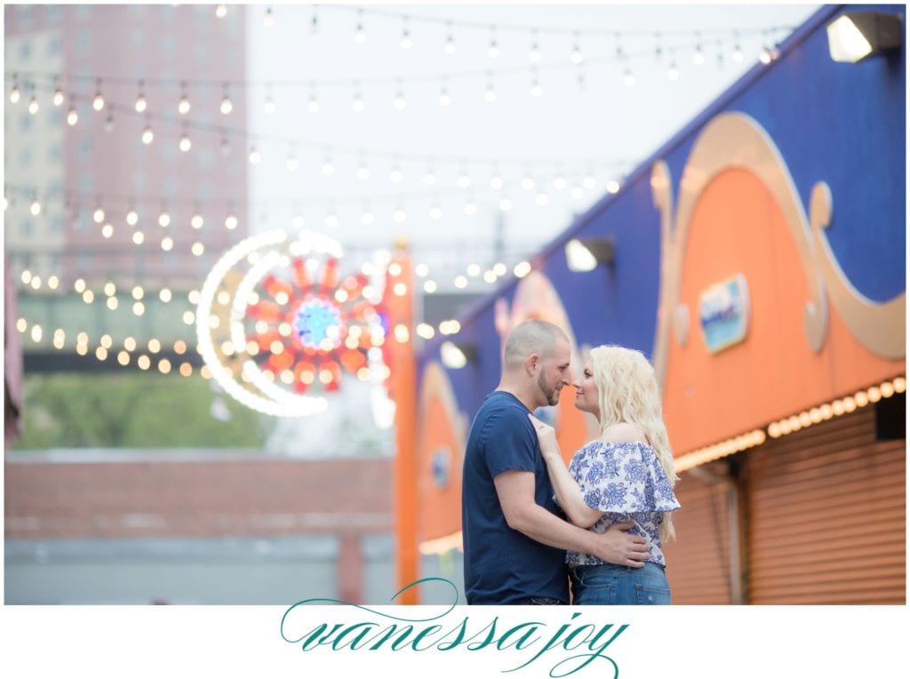 coney island engagement photos, amusement park engagement session