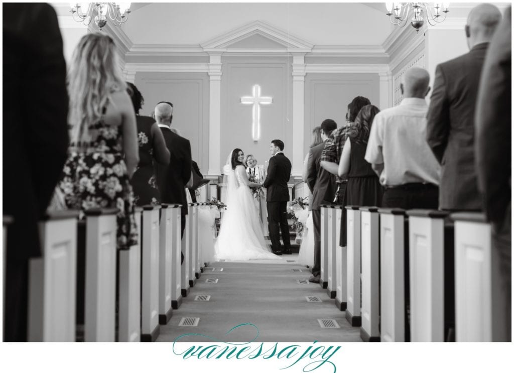 black and white wedding photos, spring lake ceremony