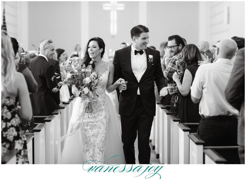 black and white wedding photos, spring lake ceremony