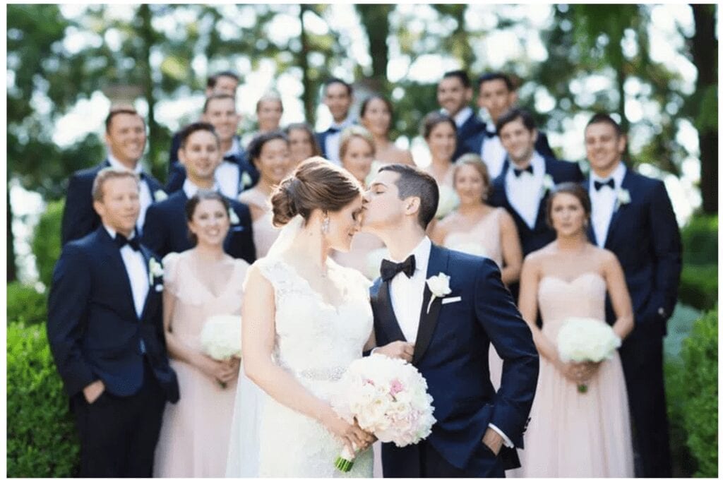 romantic new jersey wedding, blush pink bridesmaids