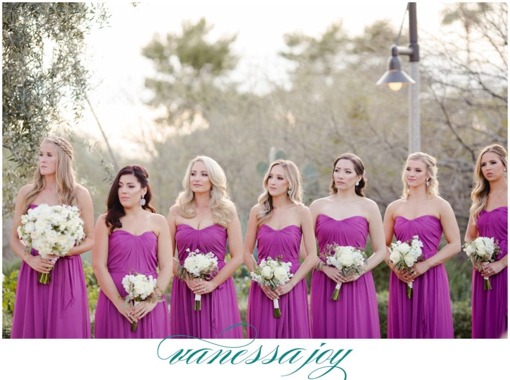 Fuschia Bridesmaid dresses and white flowers