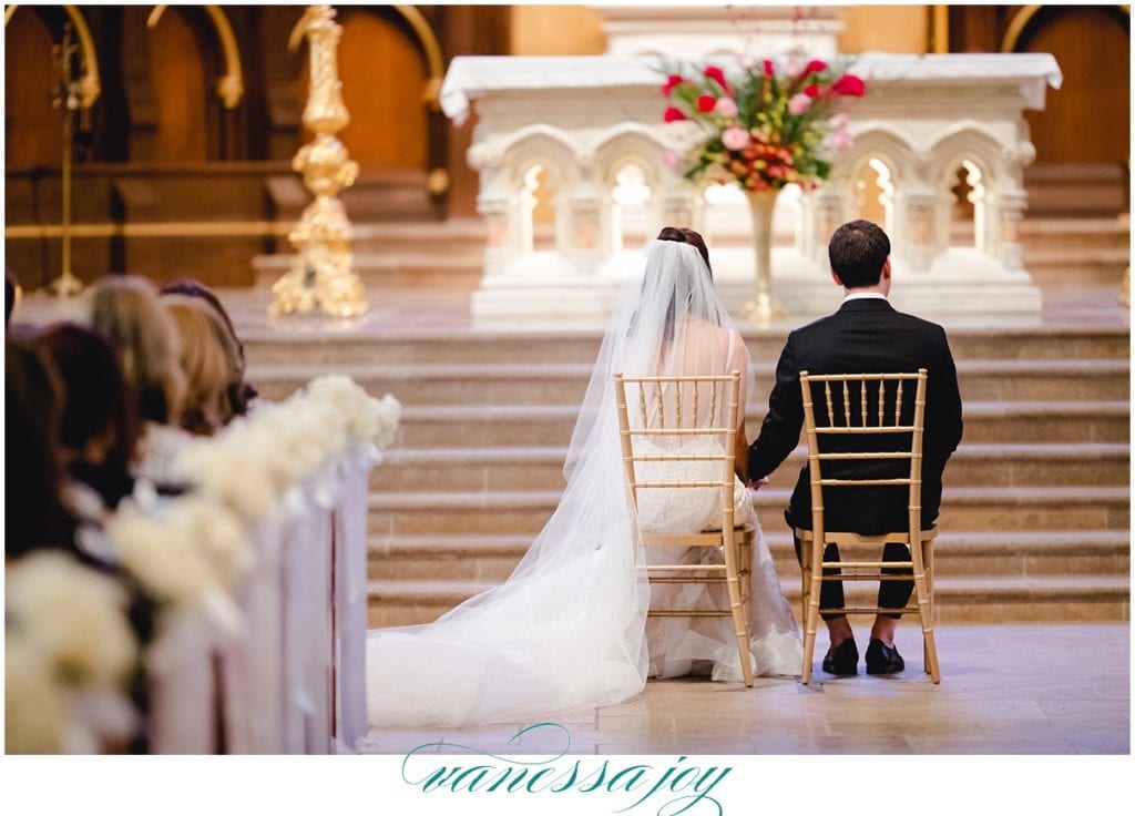 bride and groom at the altar at Saint Patrick's Old Cathedral