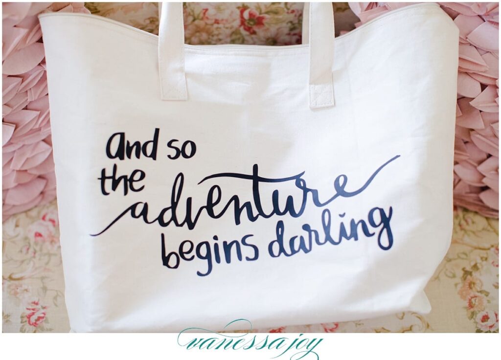 custom calligraphed tote bag