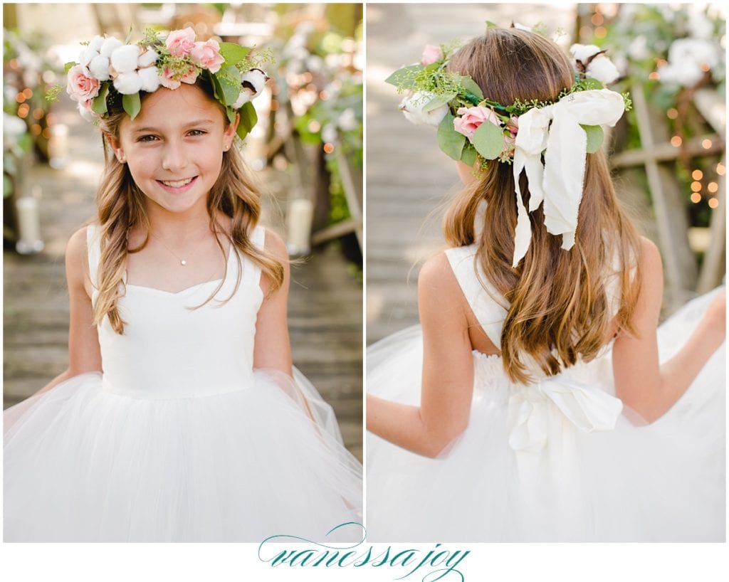 flower girl details, floral crowns for flower girls