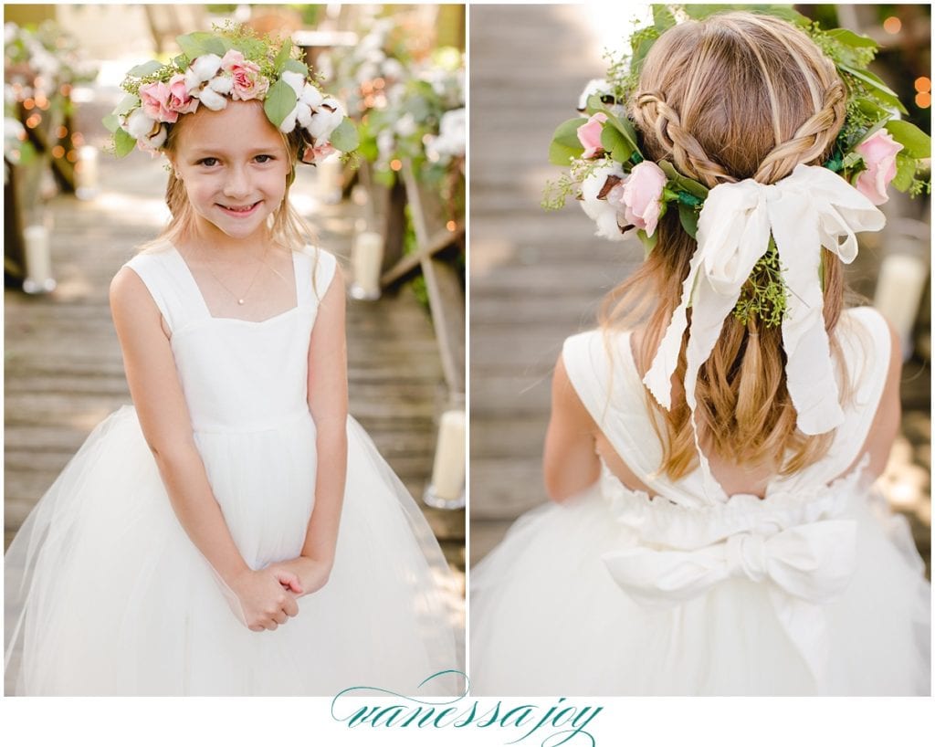 flower girl details, floral crowns for flower girls