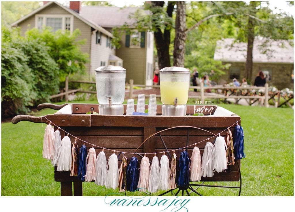 indigo wedding details, drink station