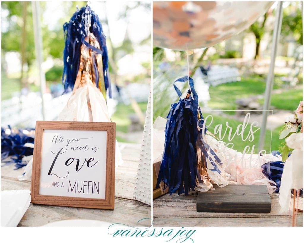 indigo wedding signage, rustic and whimsical wedding details