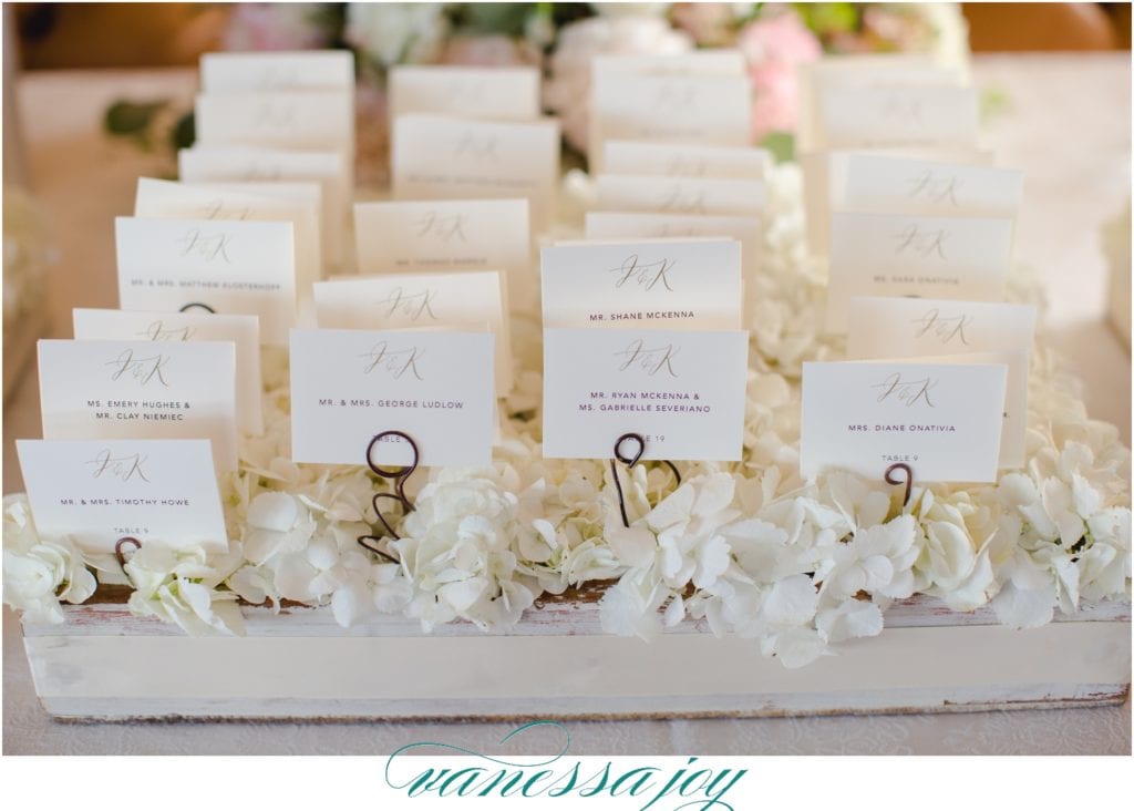 flower place card holder, mallard island wedding