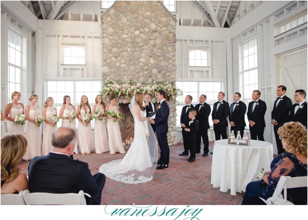 mallard island wedding, pink bridesmaids gowns