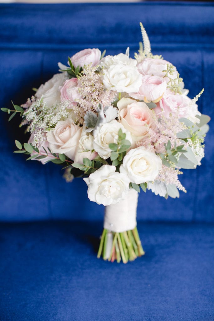 blush pink and white wedding bouquet