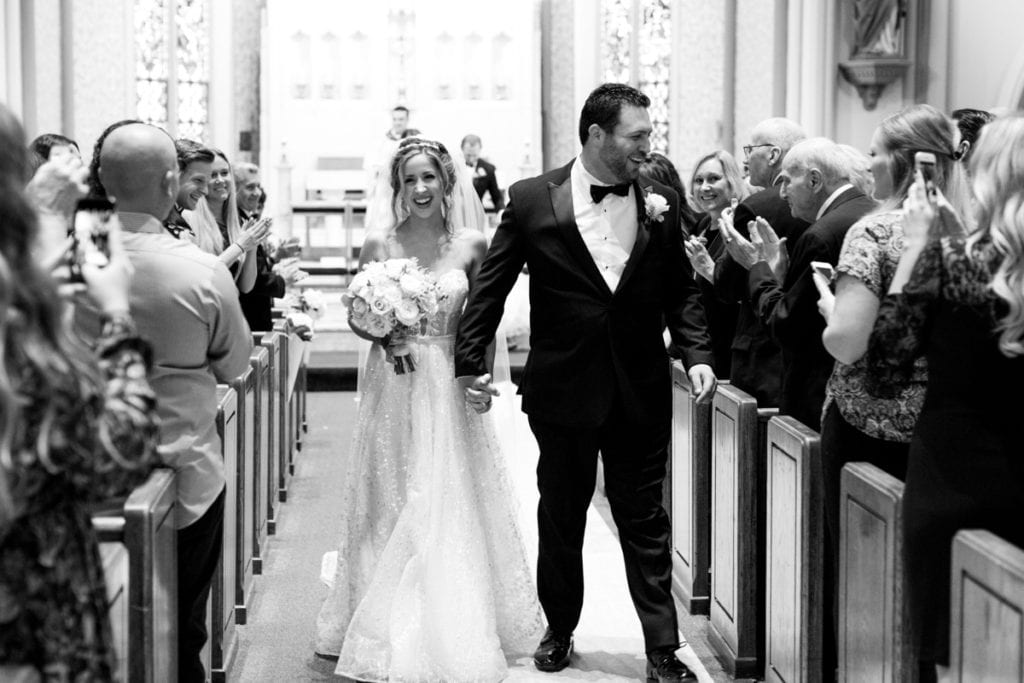 wedding recessional, bride and groom