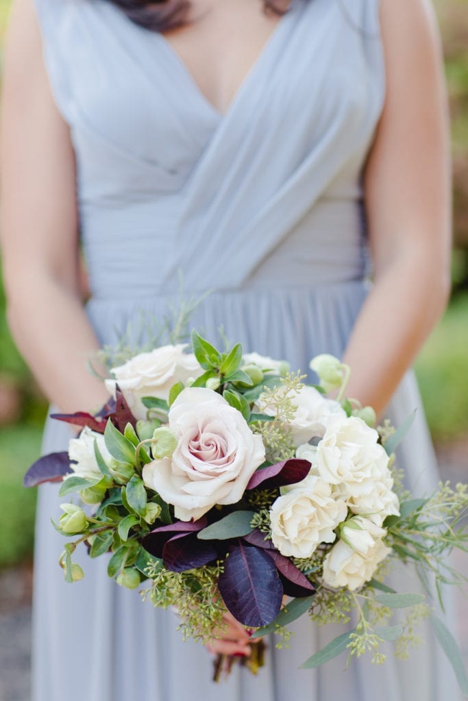 rose foliage bouquet, bridesmaids bouquet 