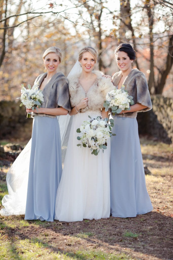 winter wedding, fur stoles 