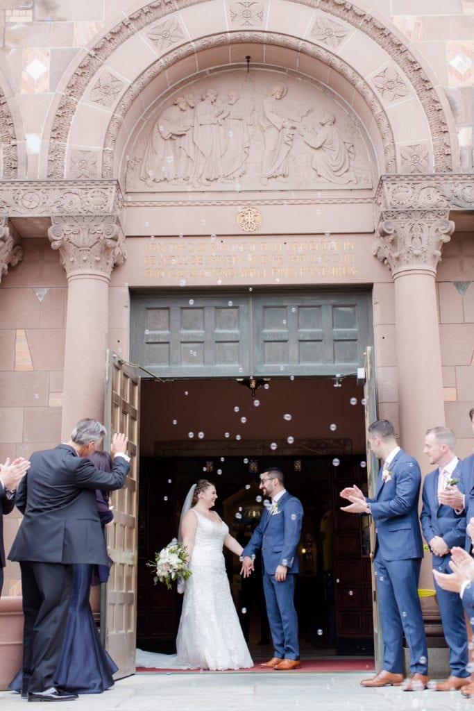 bride and groom exit