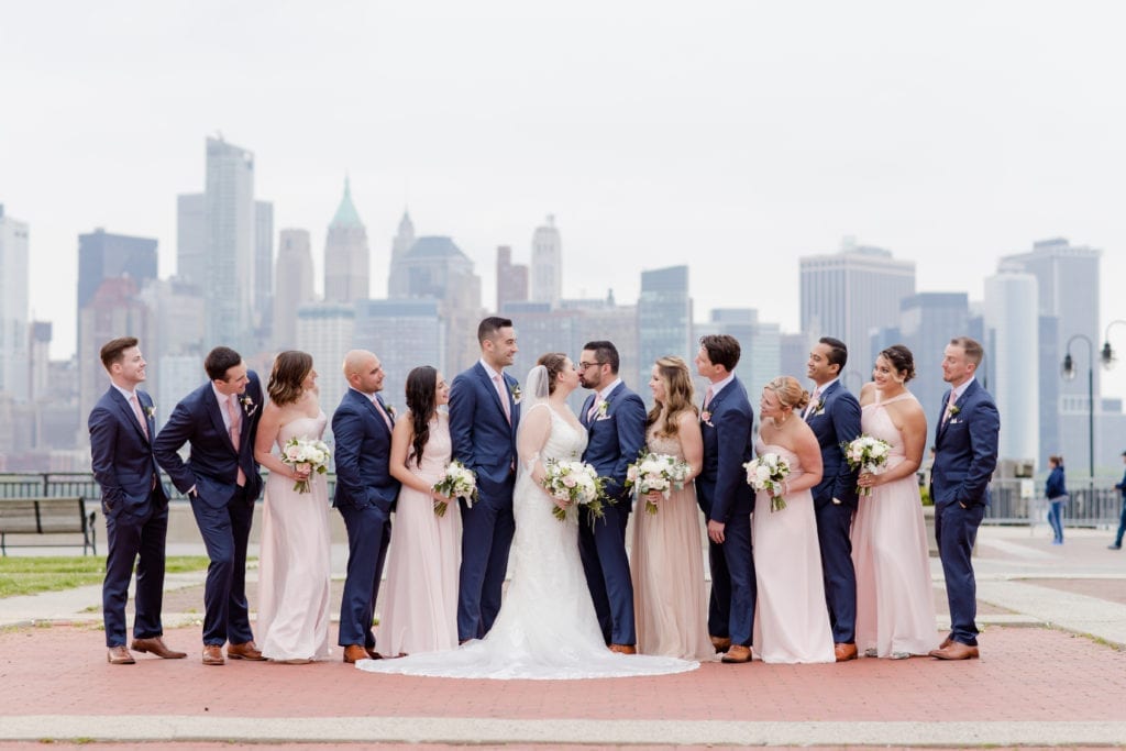 bridal party, liberty state park wedding photos