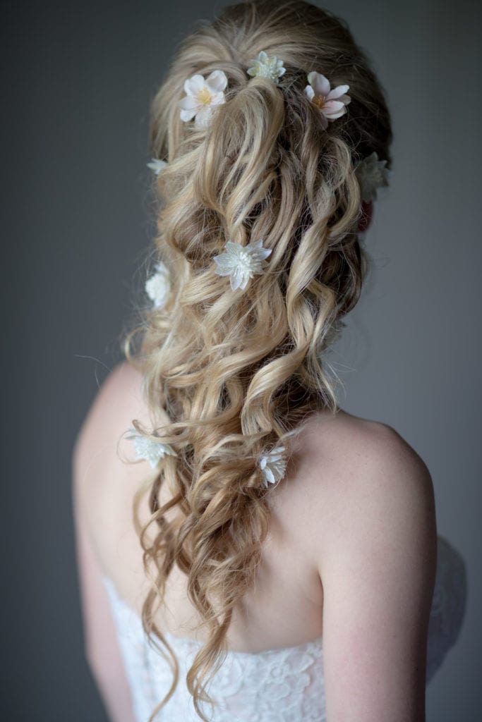 wedding updo, boho wedding hair