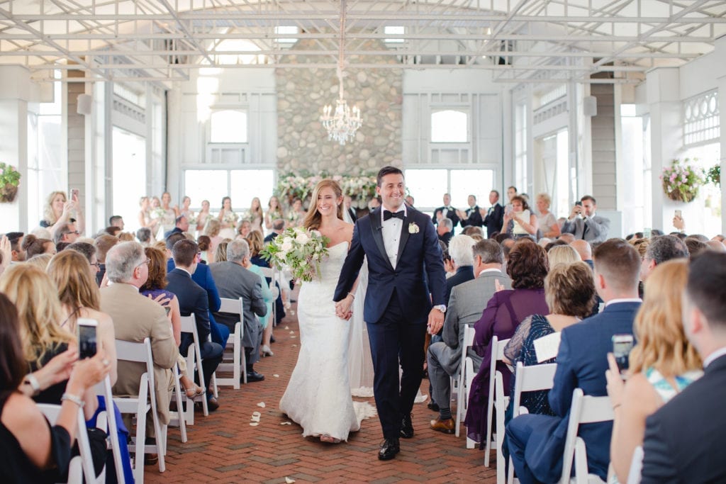 classic pink nj wedding, mallard island yacht club, wedding recession