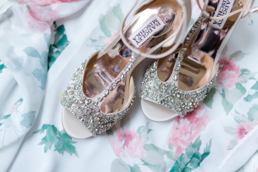 Badgley Mischka wedding shoes; embellished wedding shoes