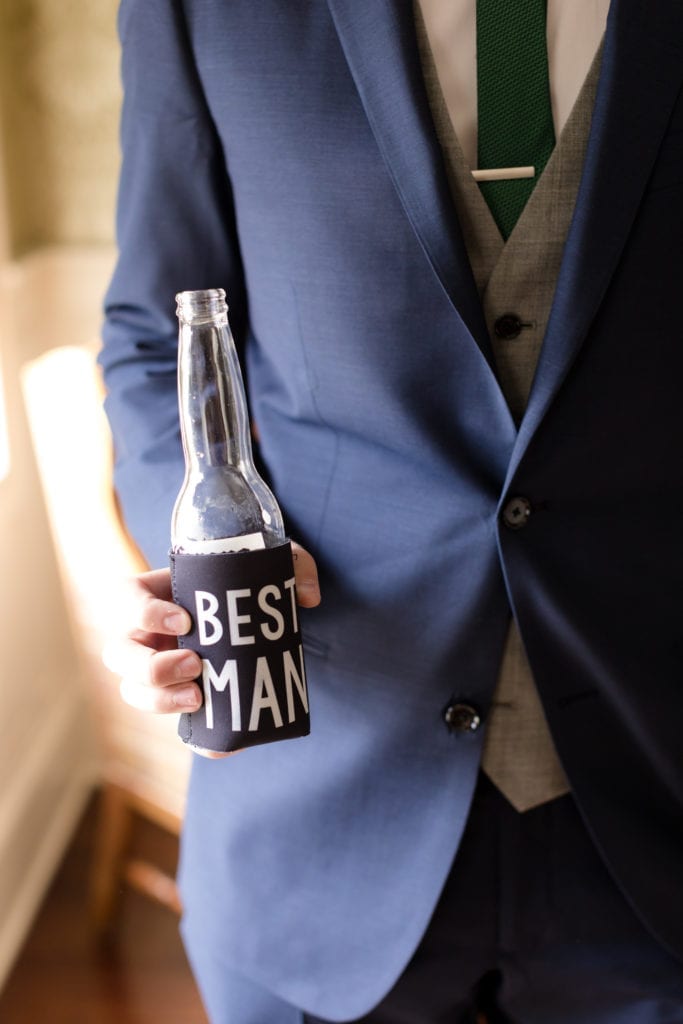 best man details, best man coozie 