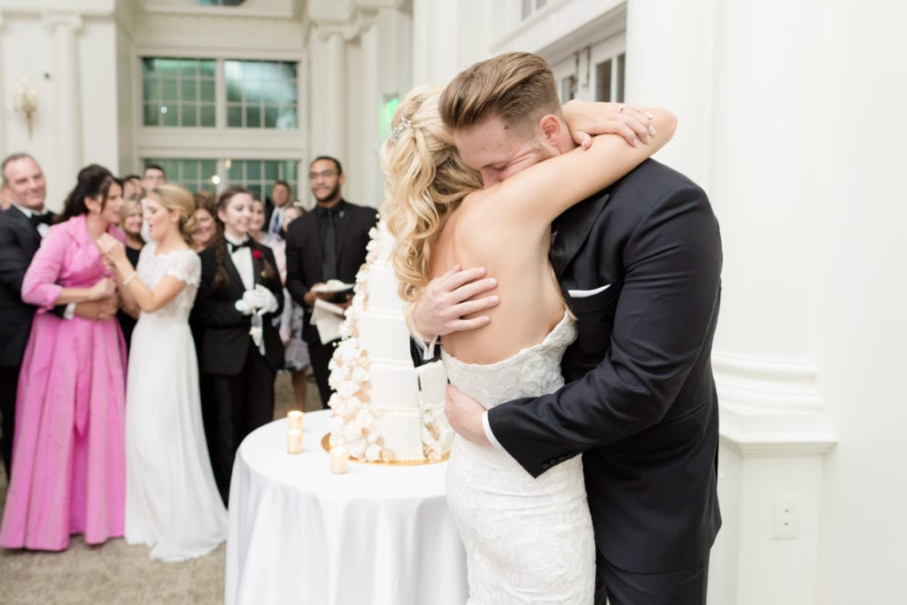 bride and groom embrace, nj wedding photographer