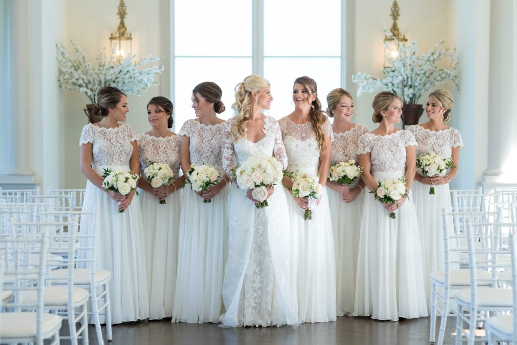 white bridesmaids gowns, bridesmaids photography