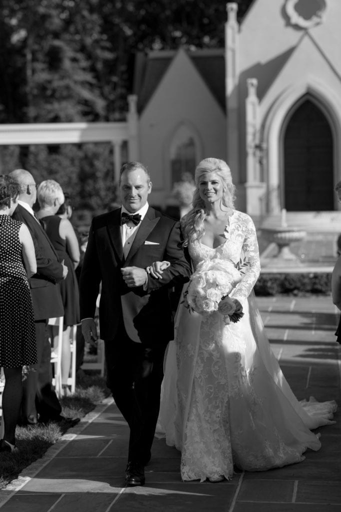 Wedding procession photography, father of the bride walk