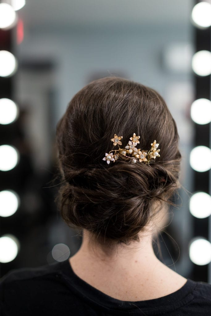 close up of bride's wedding hair