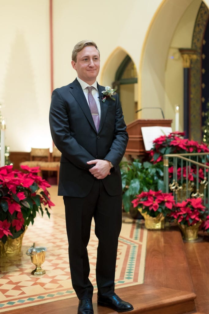 groom waiting for his brides arrival