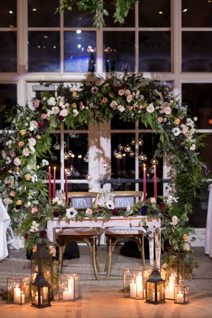 sweetheart table setup at Fiddlers Elbow