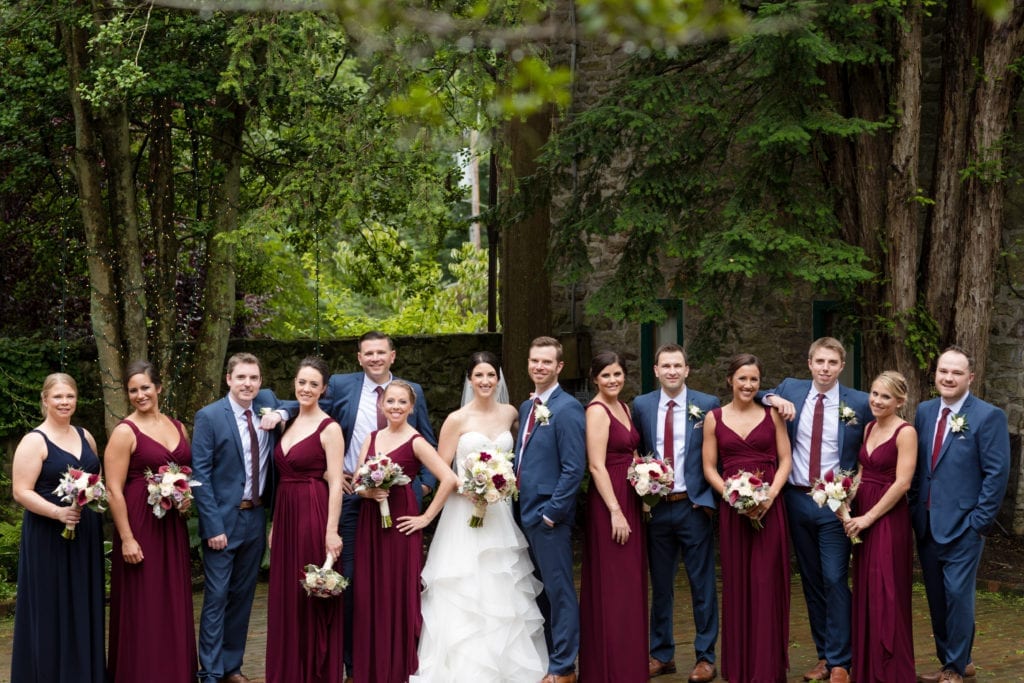 bride and groom outside of scenic hollyhedge estate