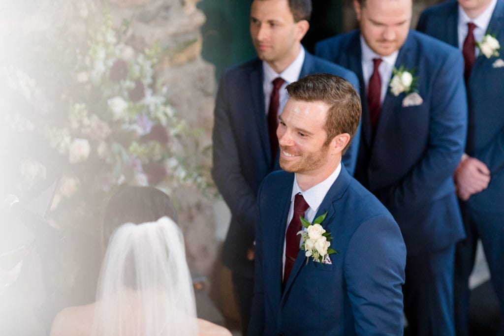 overhead shot of the bride and groom at ceremony