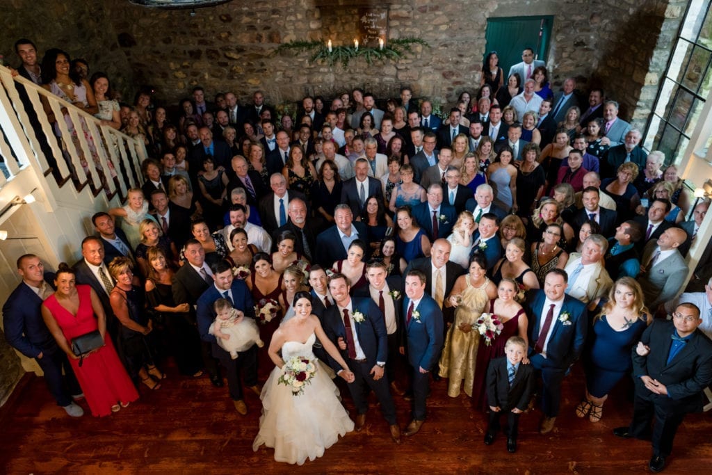 overhead shot of wedding party