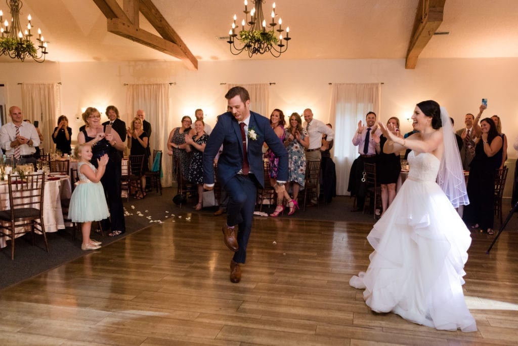 bride and groom dancing