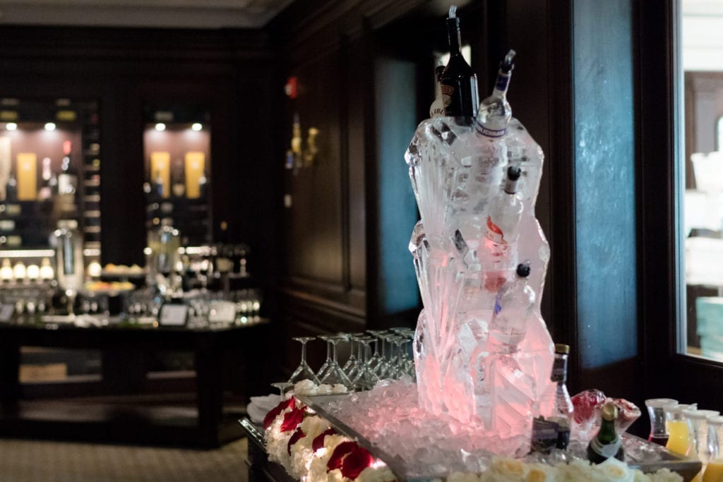 alcohol ice luge at wedding reception