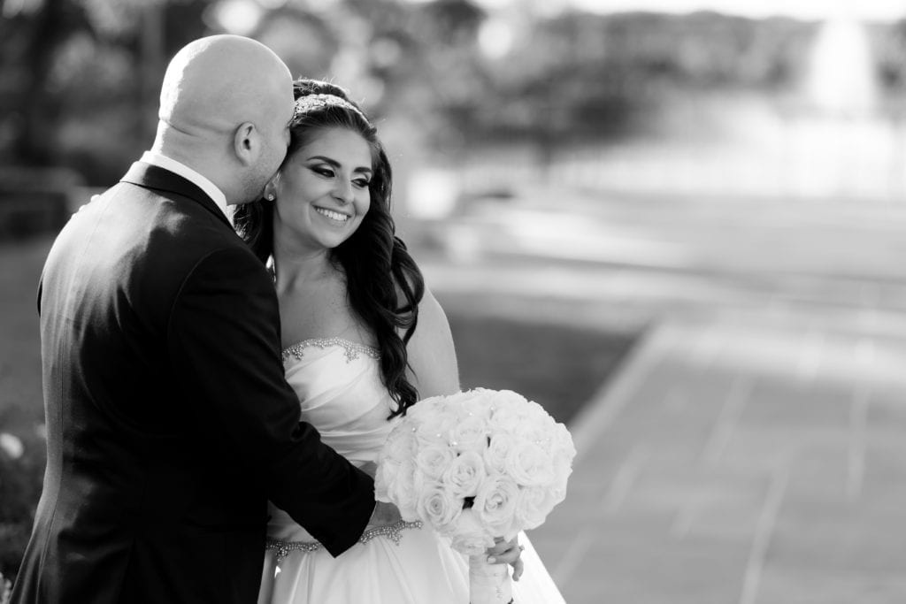 bride and groom sharing a quiet moment outside of Park Chateau