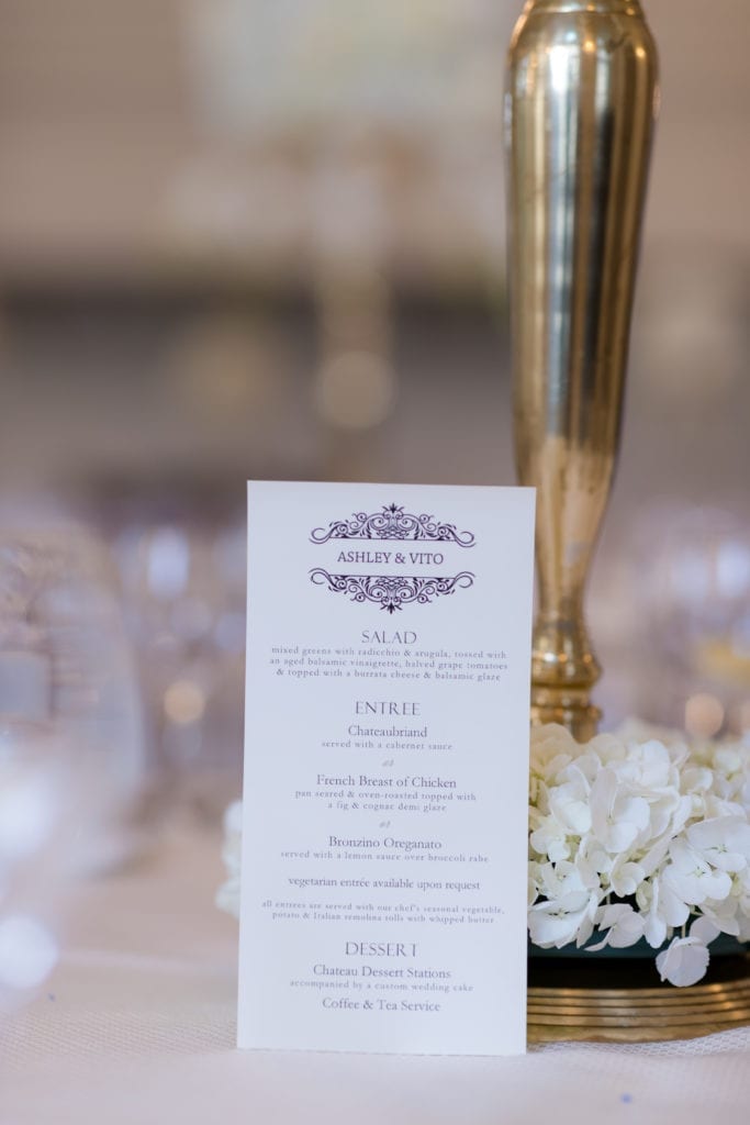  Arlene Segal Designs wedding reception menu