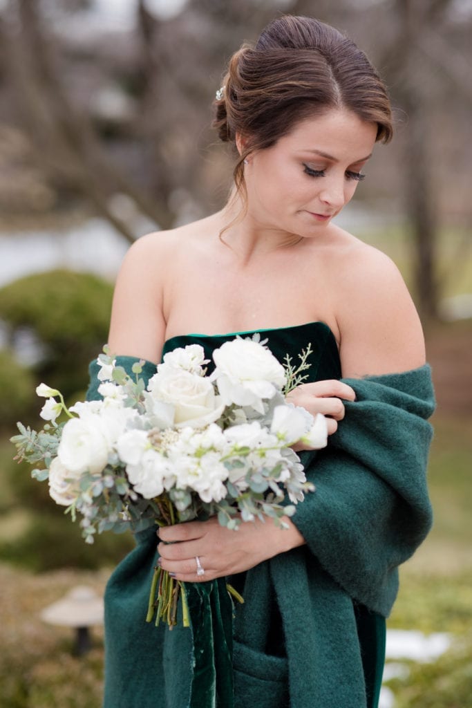 bridesmaid in her betsey and adam bridesmaid dress