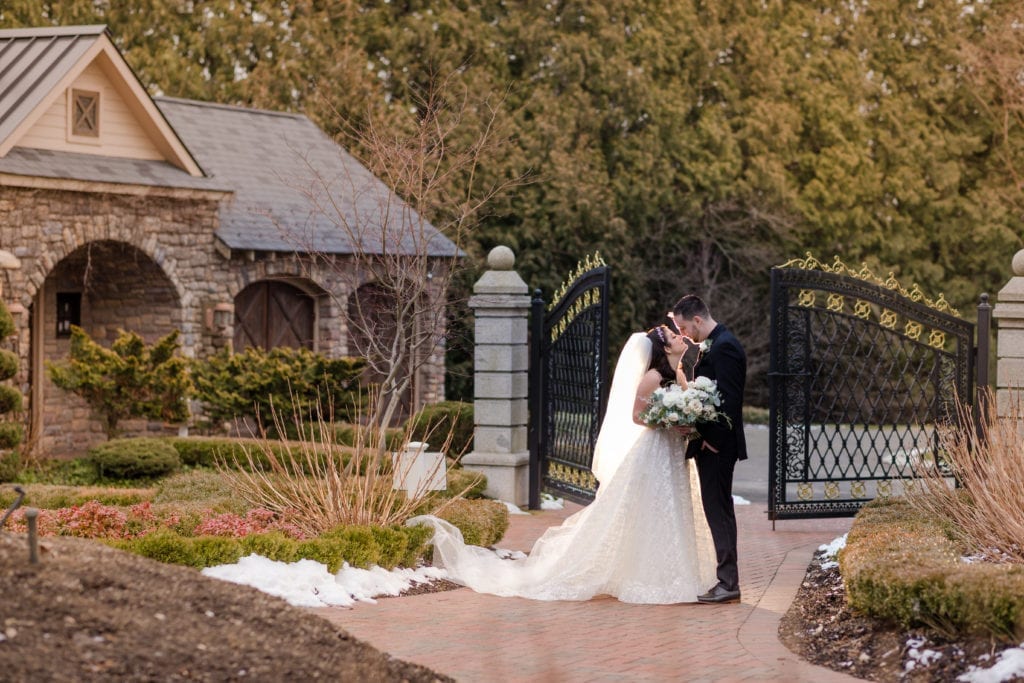 bride and groom embracing outside of ashford estate