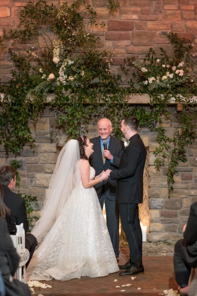 bride and groom and officiant