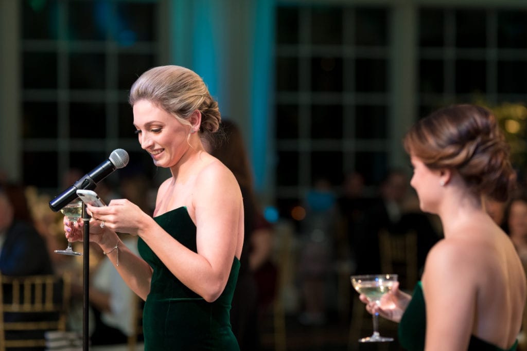 bridesmaids giving a speech