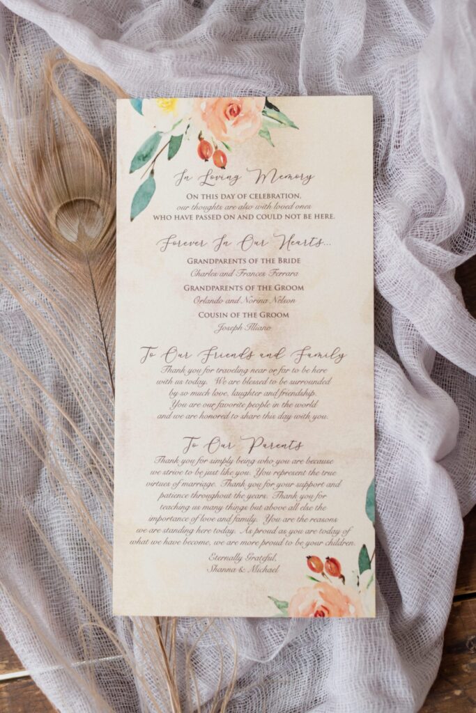 in loving memory wedding stationery