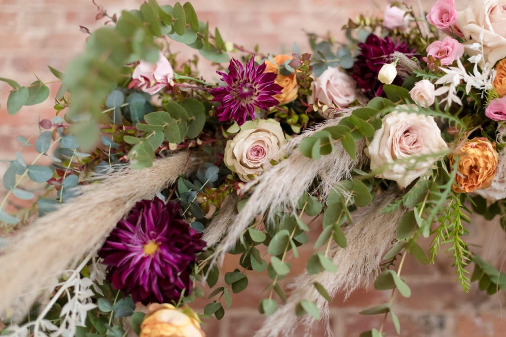 boho bouquet, wildflower wedding bouquet with feathers