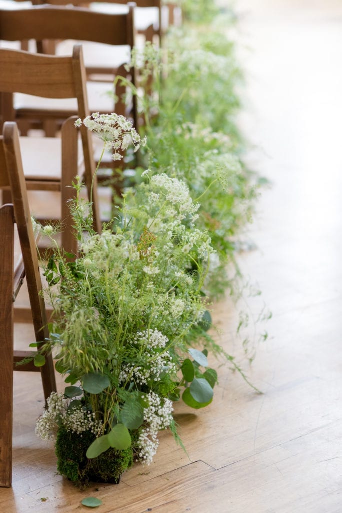 floral aisle runners, wedding ceremony floral ideas