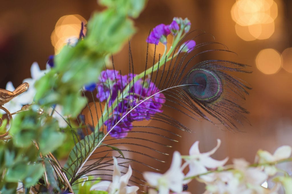 natural peacock feather wedding flowers, wildflower bouquet 