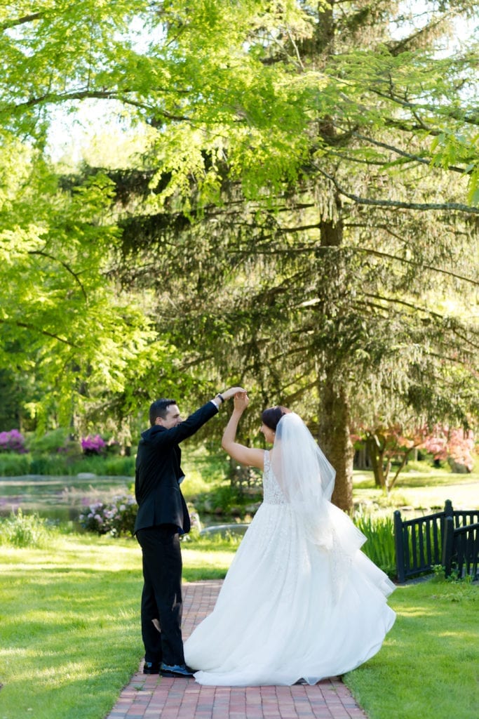 bride and groom sharing a dance, Pleasantdale chateau wedding