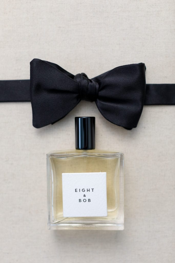 black tuxedo bow tie; eight and bob cologne